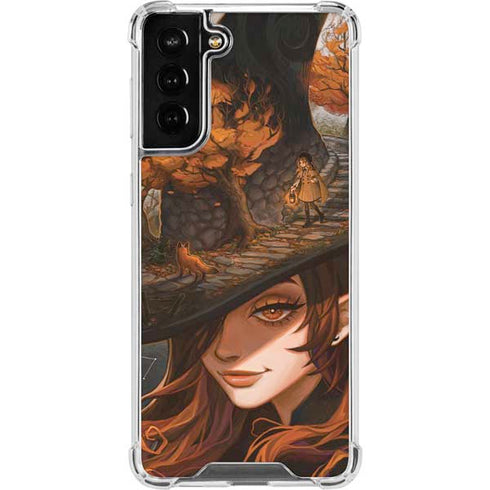 Halloween Pumpkin Witch with Fox by Ivy Dolamore Galaxy S21 FE Clear Case